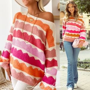 Pink Contrast Wide Neck Sweater